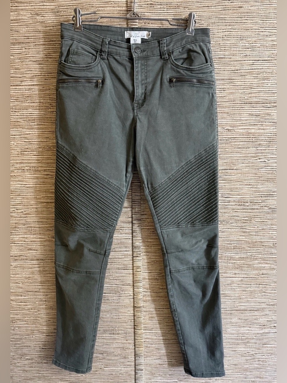 Label Of Graded Goods Jeans Women’s 6 Olive Green Moto Skinny Jeans Zip Pocket